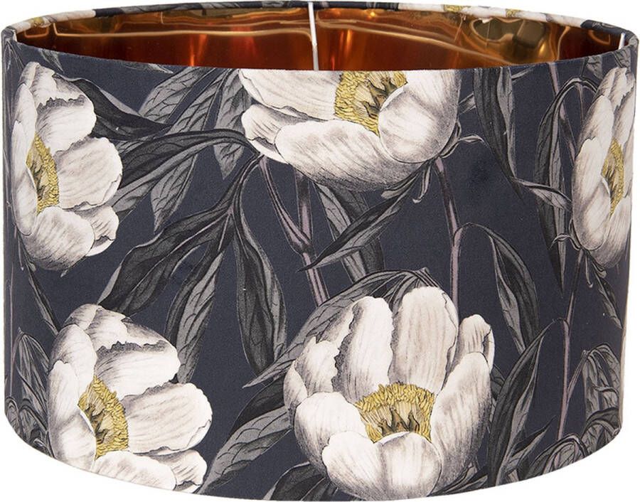 HAES deco Lampenkap Dramatic Chic zwart met bloemen bedrukt en goudkleurige binnenkant formaat Ø 45x28 cm voor Fitting E27 Tafellamp Hanglamp