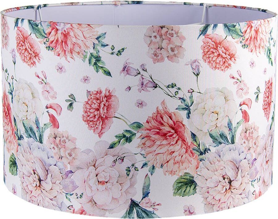 HAES deco Lampenkap Loving Chic wit met roze bloemen bedrukt formaat Ø 45x28 cm voor Fitting E27 Tafellamp Hanglamp