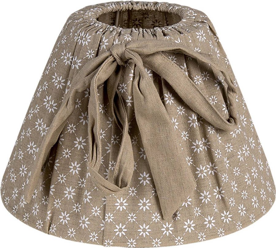 HAES deco Lampenkap Natural Cosy beige met strikje en bloemen bedrukt formaat Ø 25x16 cm voor Fitting E27 Tafellamp Hanglamp