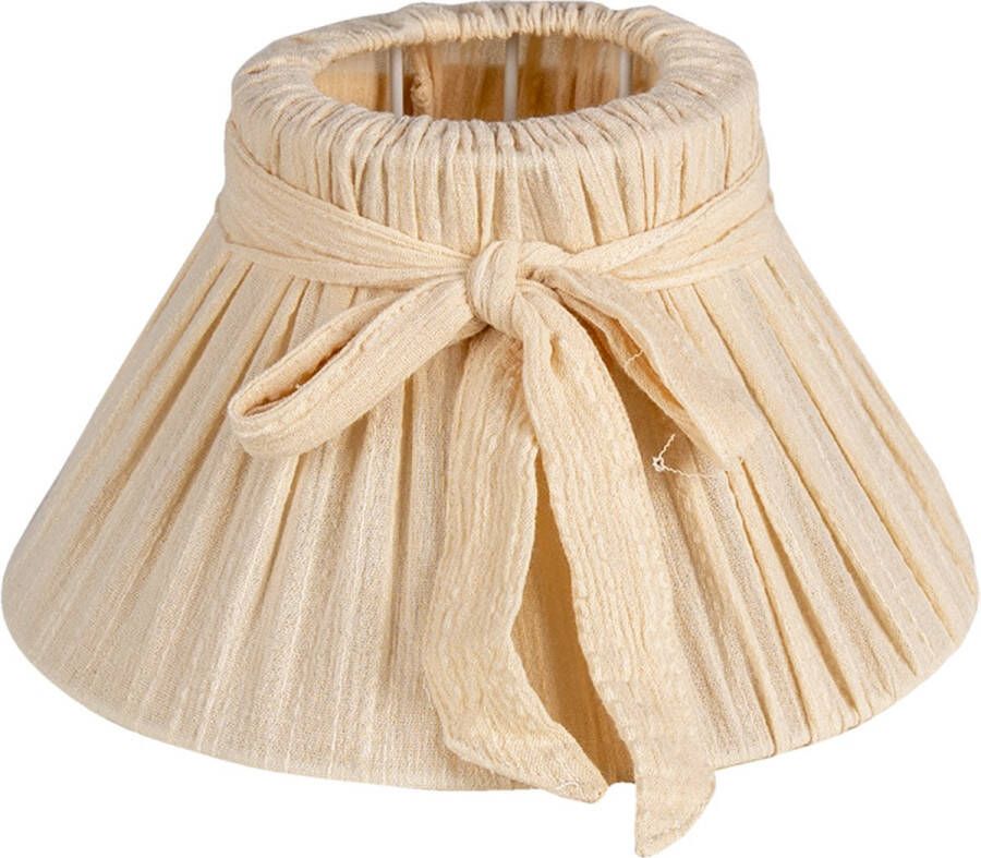 HAES deco Lampenkap Natural Cosy beige met strikje formaat Ø 22x12 cm voor Fitting E27 Tafellamp Hanglamp