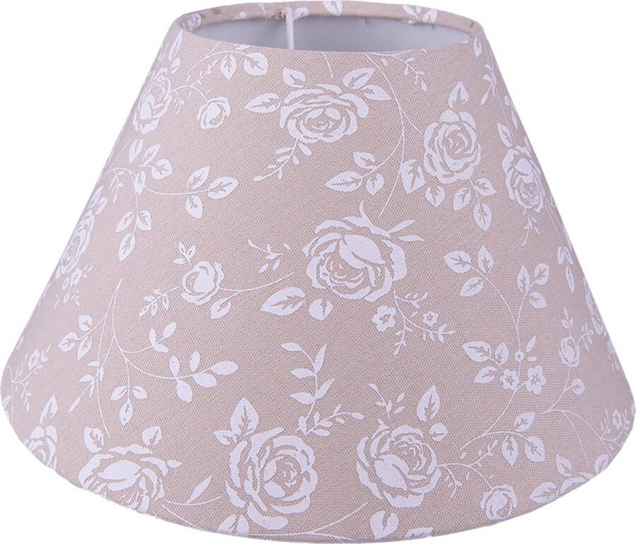 HAES deco Lampenkap Natural Cosy beige met witte roosjes bedrukt formaat Ø 26x15 cm voor Fitting E27 Tafellamp Hanglamp