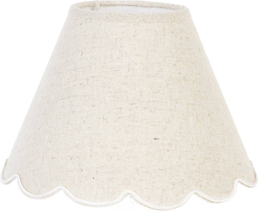 HAES deco Lampenkap Natural Cosy wit katoen rond formaat Ø 22x16 cm voor Fitting E27 Tafellamp Hanglamp