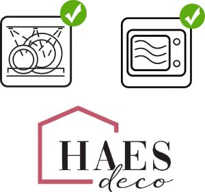 HAES deco Ontbijtborden set van 4 Formaat Ø 20x2 cm kleuren Beige|Bruin Bedrukt Porselein Collectie: Dachshund Love Servies kleine borden