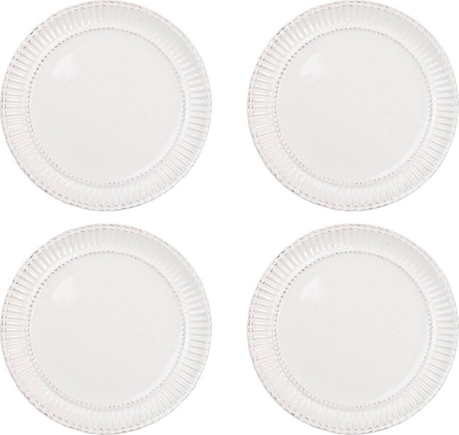 HAES deco Ontbijtborden set van 4 Formaat Ø 21x2 cm kleuren Wit Bedrukt Porselein Collectie: Plain Servies kleine borden