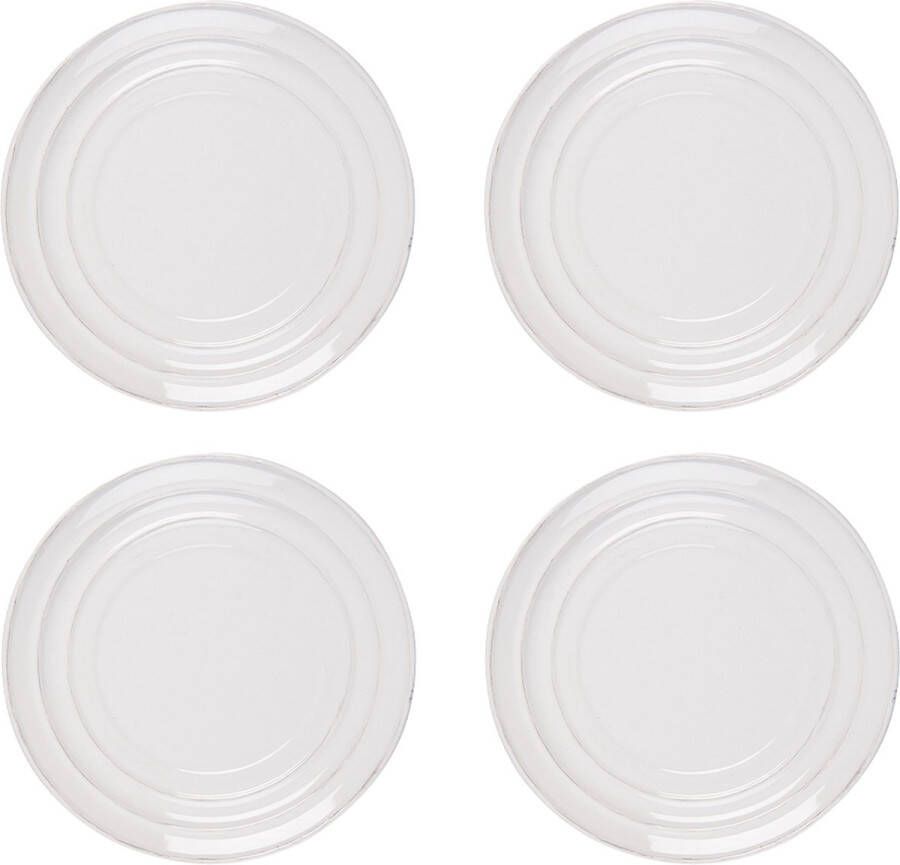 HAES deco Ontbijtborden set van 4 Formaat Ø 22x2 cm kleuren Wit Bedrukt Aardewerk Collectie: Ribble Servies kleine borden