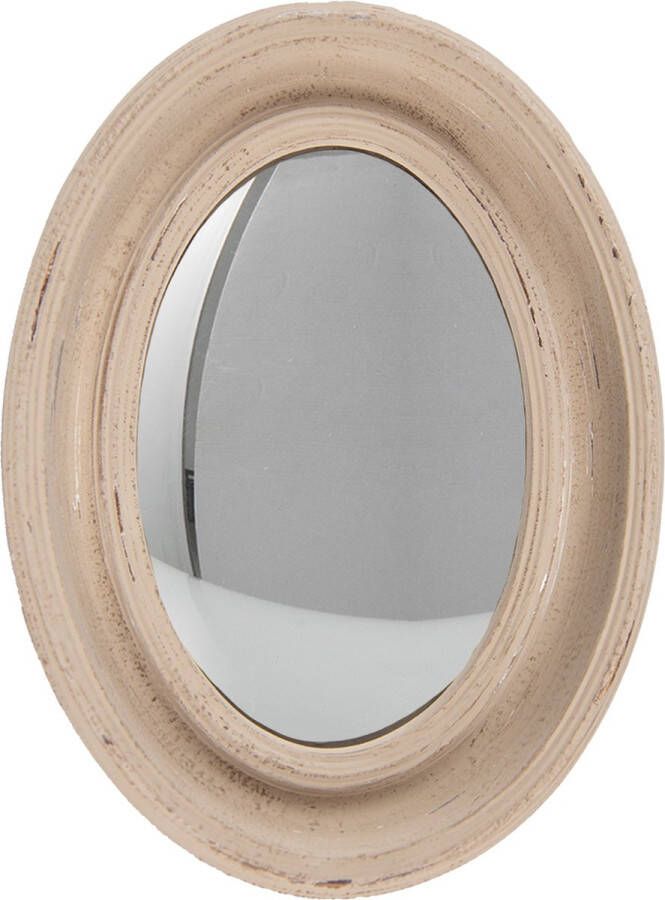 HAES deco Ovale Vintage Spiegel Kleur Beige Formaat 24x5x32 cm Materiaal Hout Glas Wandspiegel Spiegel Ovaal