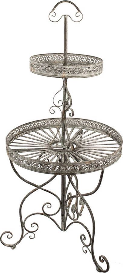 HAES deco Planthouder Etagère 137 cm Grijs Metaal Rond Plantentafel Plantenstandaard Plantenbankje Plantenplateau HS5Y1042