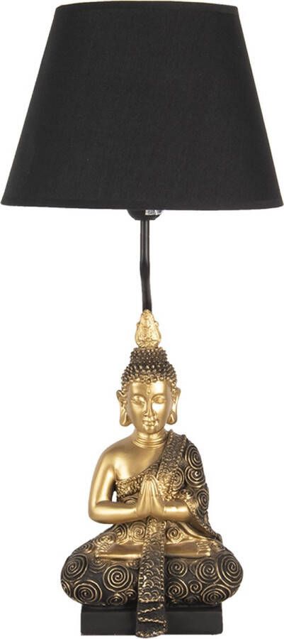 HAES deco Tafellamp Dramatic Chic Goudkleurige Boeddha formaat Ø 28x60 cm Zwart Goudkleurig Polyresin Bureaulamp Sfeerlamp Nachtlampje