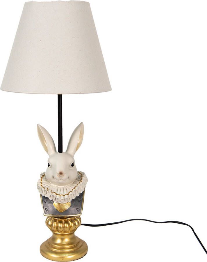 HAES deco Tafellamp Dramatic Chic Stijlvol Konijn formaat Ø 23x53 cm Goudkleurig Beige Polyresin Bureaulamp Sfeerlamp Nachtlampje