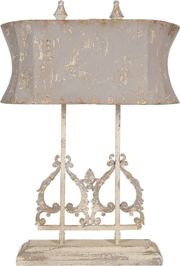 HAES deco Tafellamp Shabby Chic -Vintage Retro Lamp formaat 50x25x74 cm Bruin Wit Metaal Bureaulamp Sfeerlamp