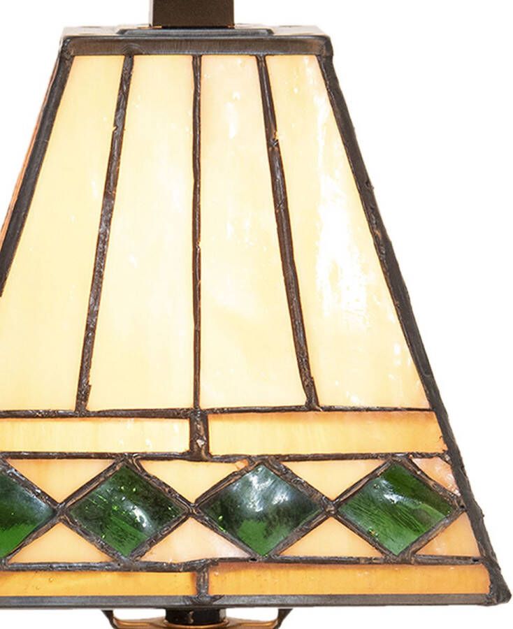 HAES deco Tiffany Tafellamp Ø 20x30 cm Beige Groen Glas Tiffany Bureaulamp Tiffany Lampen Glas in Lood