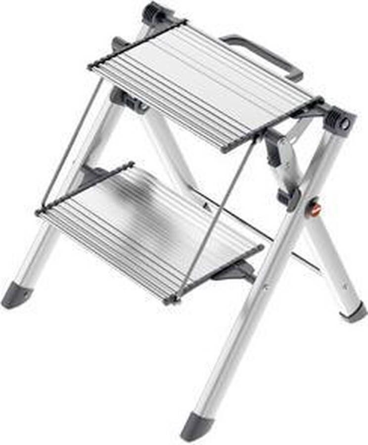 Hailo Huishoudtrap met 2 treden Mini Comfort 45 cm aluminium 4310-100