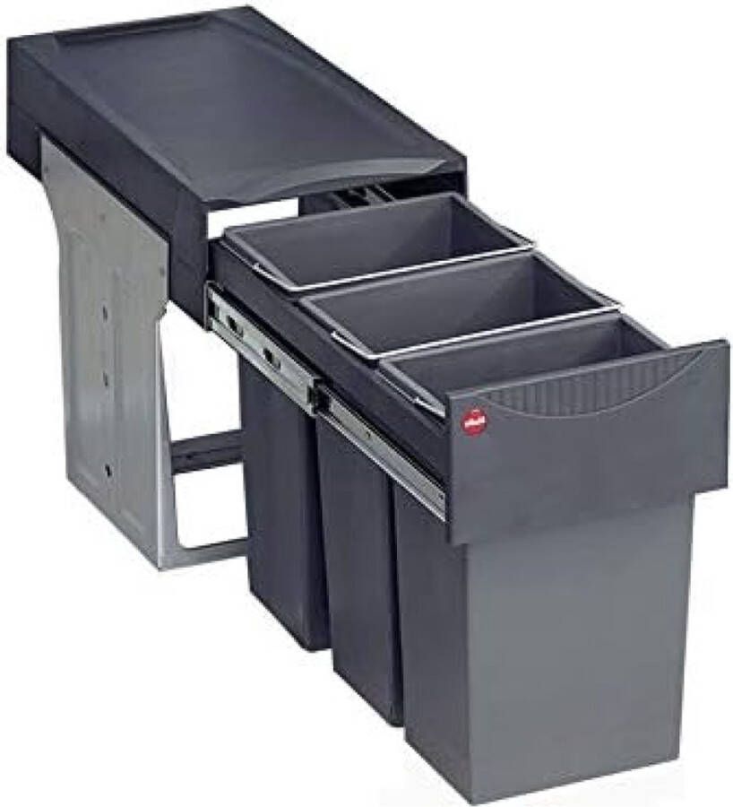 Hailo Afvalemmer voor kasten vanaf 300 mm breed inbouw-vuilnisemmer 2 x 15 l volledig uittrekbaar met telescopische rails antraciet