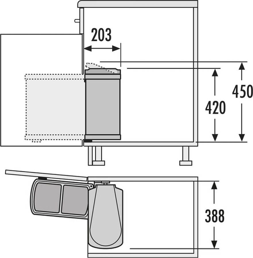 Hailo Inbouw Prullenbak 15 l RVS Donkerbruin