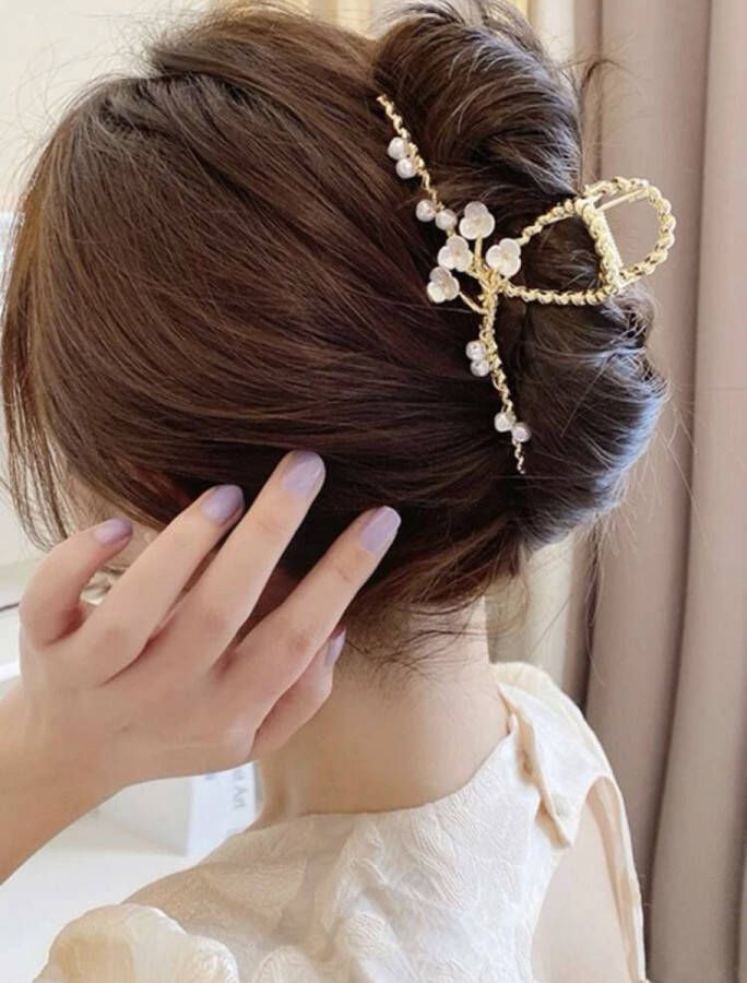 Hair Essentials Nerissa- Luxe haarklem Bloemetjes Haarclip Haarspeld Haaraccessoires Bruiloft- Goud