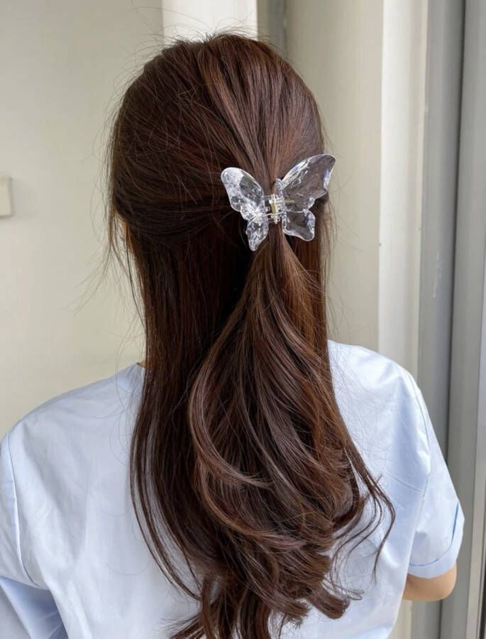 Hair Essentials Nerissa- Luxe Haarklem Vlinder Haarclip Haarspeld Haaraccessoires Bruiloft- Doorzichtig