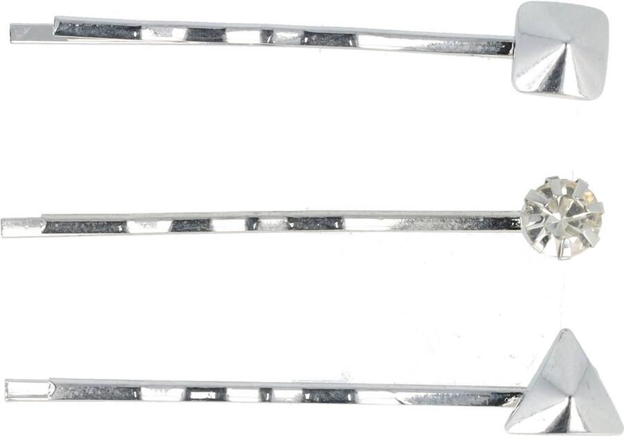 Hair Schuifspeldjes Haarschuifjes Haarspeldjes Driehoek Vierkant Strass Steen Zilver 3 Stuks