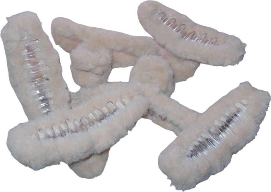 Hairmode 6 grote haarklemmen 12 cm fluffy beige
