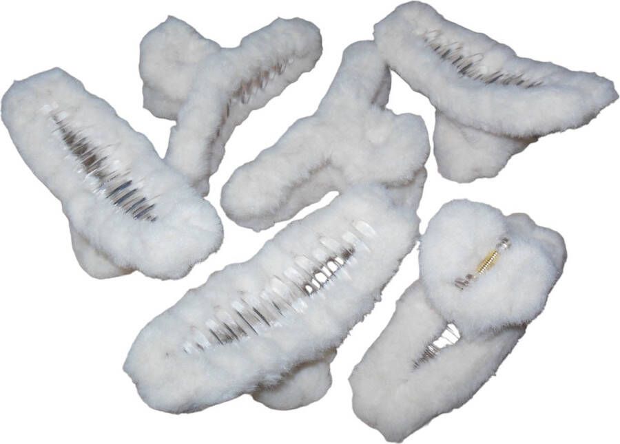 Hairmode 6 grote haarklemmen 12 cm fluffy cremekleur