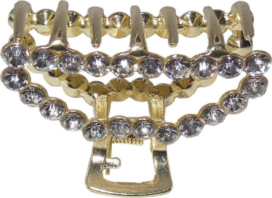 Hairmode Haarklem met strass halve ronde goudkleurig