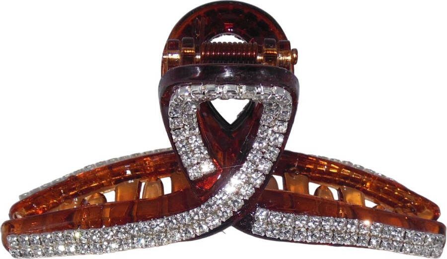 Hairmode Haarklem met strass krul bruin middel