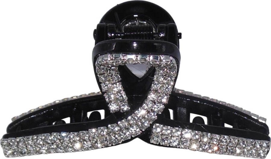 Hairmode Haarklem met strass krul zwart klein