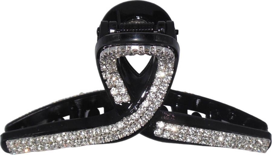 Hairmode Haarklem met strass krul zwart middel