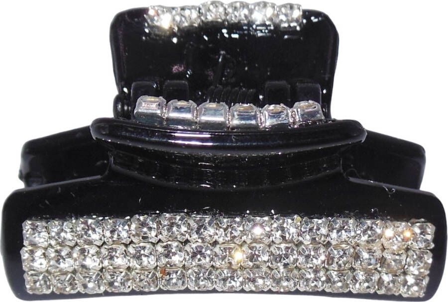 Hairmode Haarklem met strass rechthoekig zwart