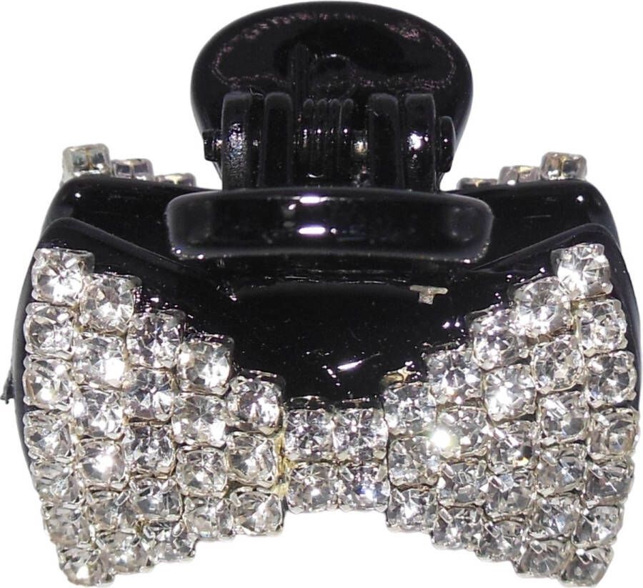 Hairmode Haarklem met strass strik-vorm zwart