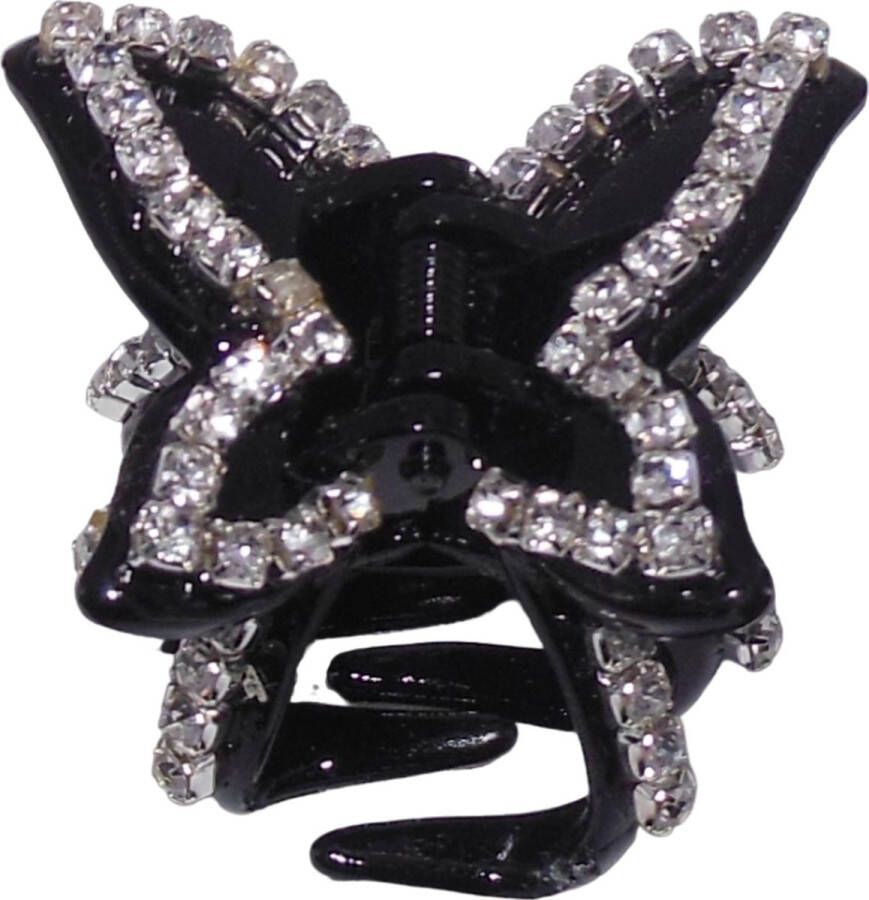 Hairmode Haarklem met strass vlinder zwart