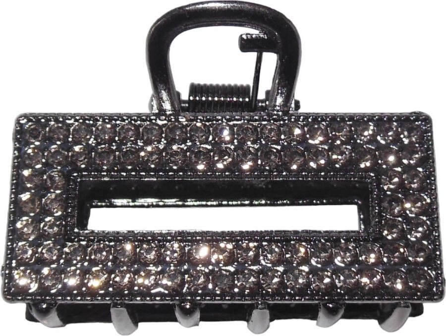 Hairmode Haarklem metaal tas donkergrijs met strass