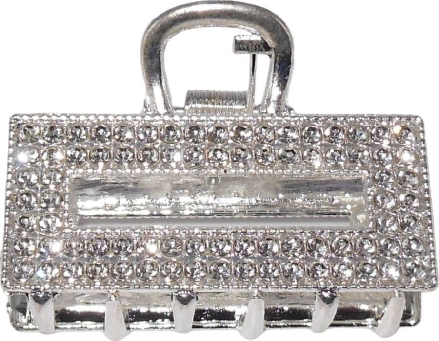 Hairmode Haarklem metaal tas zilver met strass