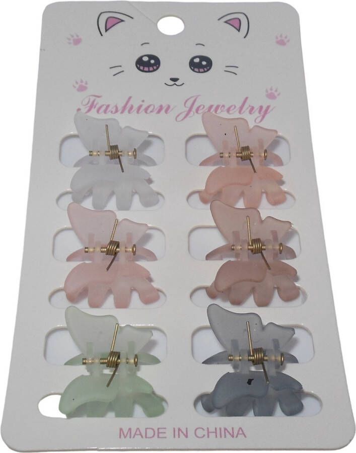 Hairmode Haarklemmen vlinder kleuren transparant set van 6 stuks