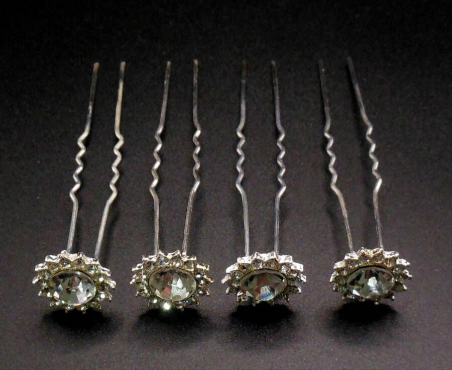 Hairmode Haarpinnen diamant met puntige bladeren strass set van 4 stuks