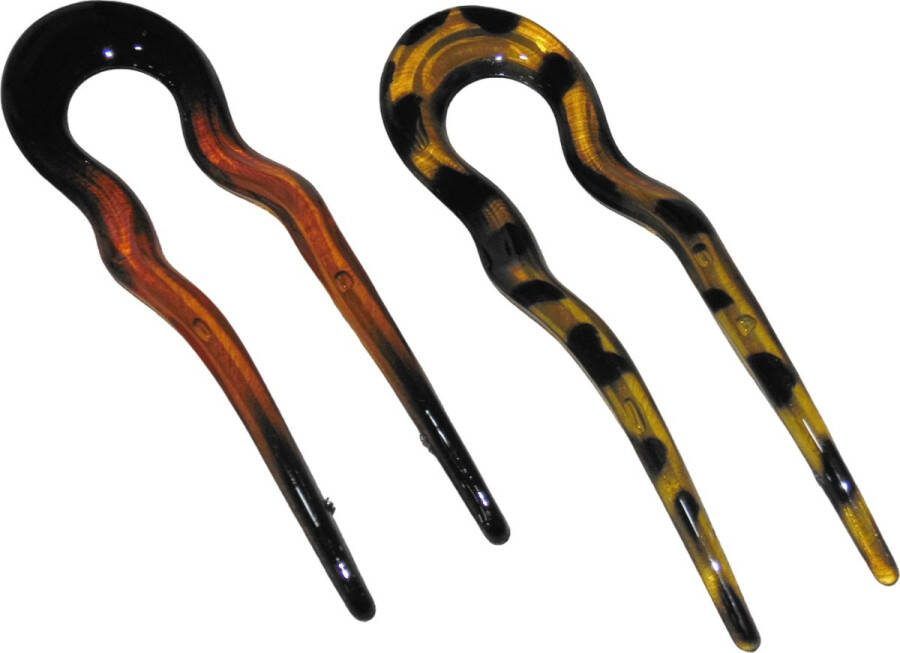 Hairmode Haarpinnen donkerbruin-lichtbruin set van 2 stuks lengte 13 cm breedte 4 cm Herfst Herfstkleuren