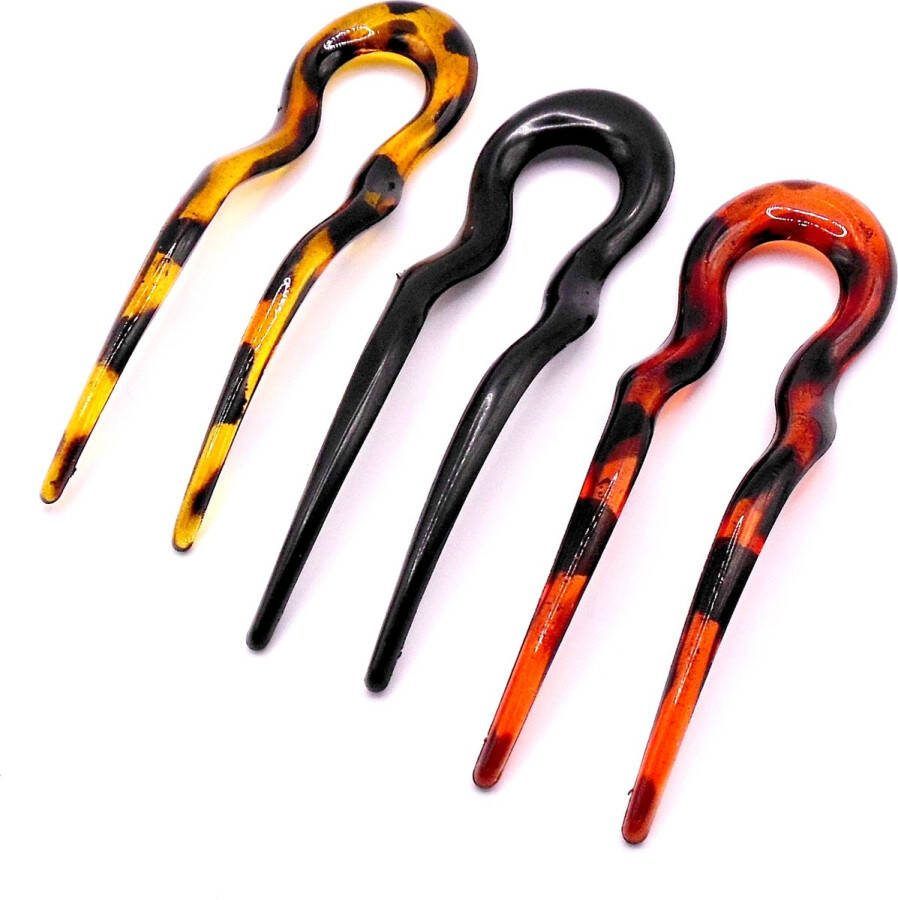 Hairmode Haarpinnen lichtbruin-zwart-donkerbruin set van 3 stuks lengte 13 cm breedte 4 cm Herfst Herfstkleuren