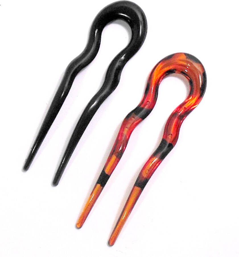 Hairmode Haarpinnen zwart-donkerbruin set van 2 stuks lengte 13 cm breedte 4 cm Herfst Herfstkleuren
