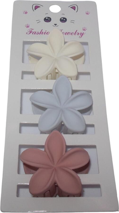 Hairmode Haarklem bloem cremekleur-blauwgrijs-oudroze set van 3 stuks