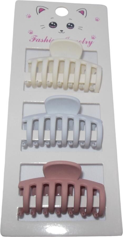 Hairmode Haarklem cremekleur-blauwgrijs-oudroze set van 3 stuks