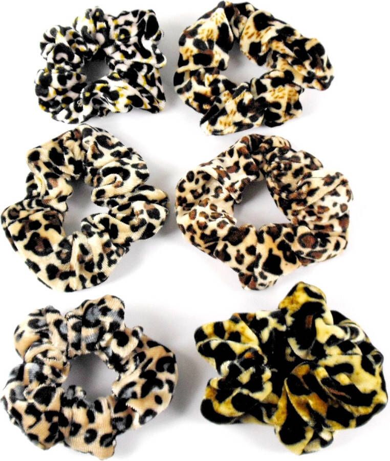 Hairmode Scrunchie 6x velvet dierenprints Kerstcadeau Kerst