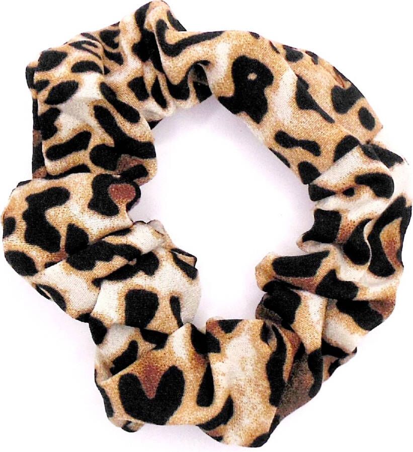 Hairmode Scrunchie panterprint middenbruin Kerstcadeau Kerst