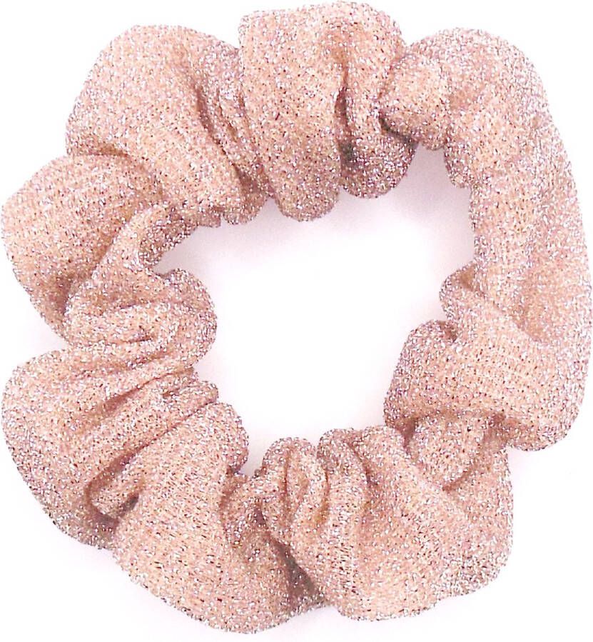 Hairmode Scrunchie zalmkleur roze glitter Kerstcadeau Kerst