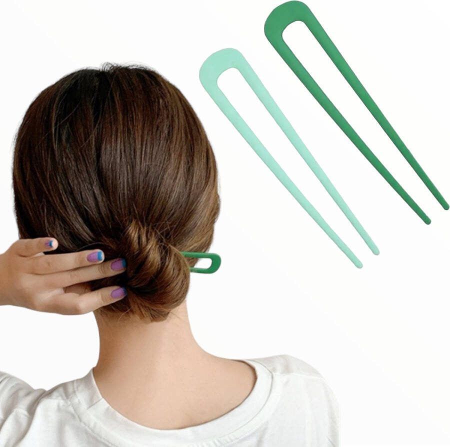 Hairpin.nu Hairpin Easy Colors set haarpin 2 stuks groen voor een perfect opsteekkapsel