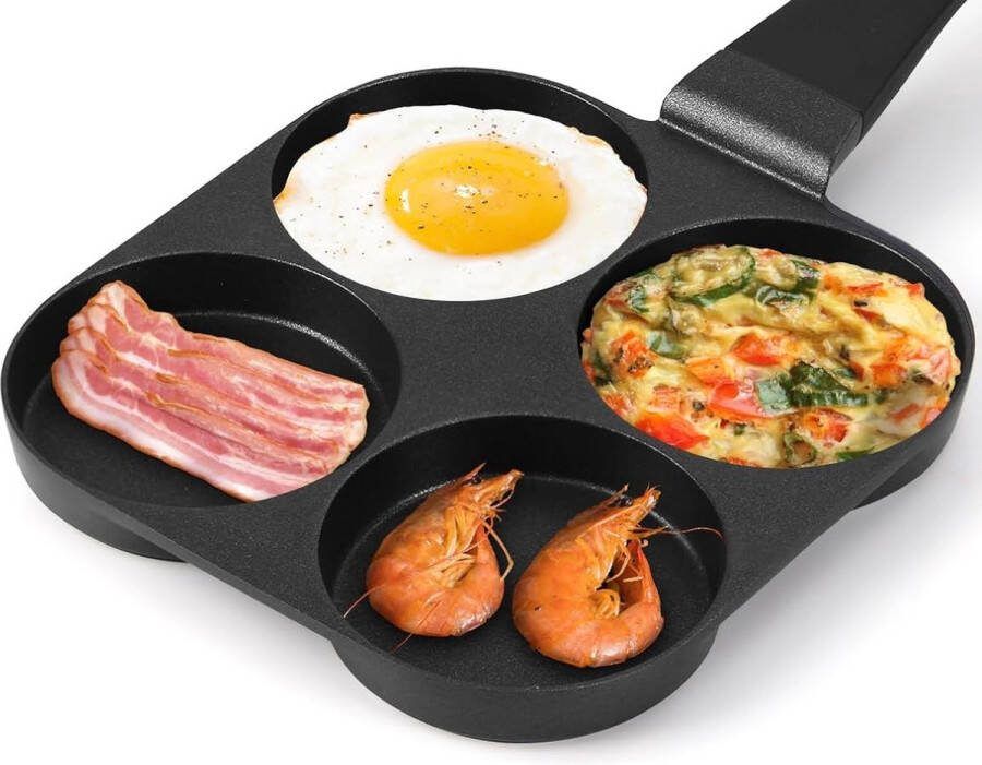 Hakal Gebakken ei-pan pannenkoekenpan 4 vakjes omelet Pan-Koekenpan Ontbijt Maker eierpan Alle kookplaten