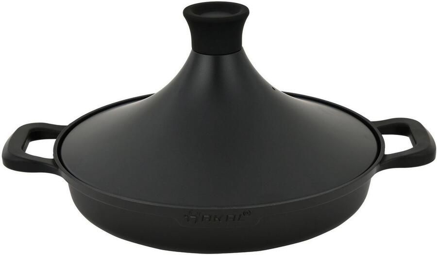 Hakal Tajine Saffron 30 cm Non-stick PFOA free- Geschikt voor Alle Kookplaten Shining Black incl. ovenwanten en vilt