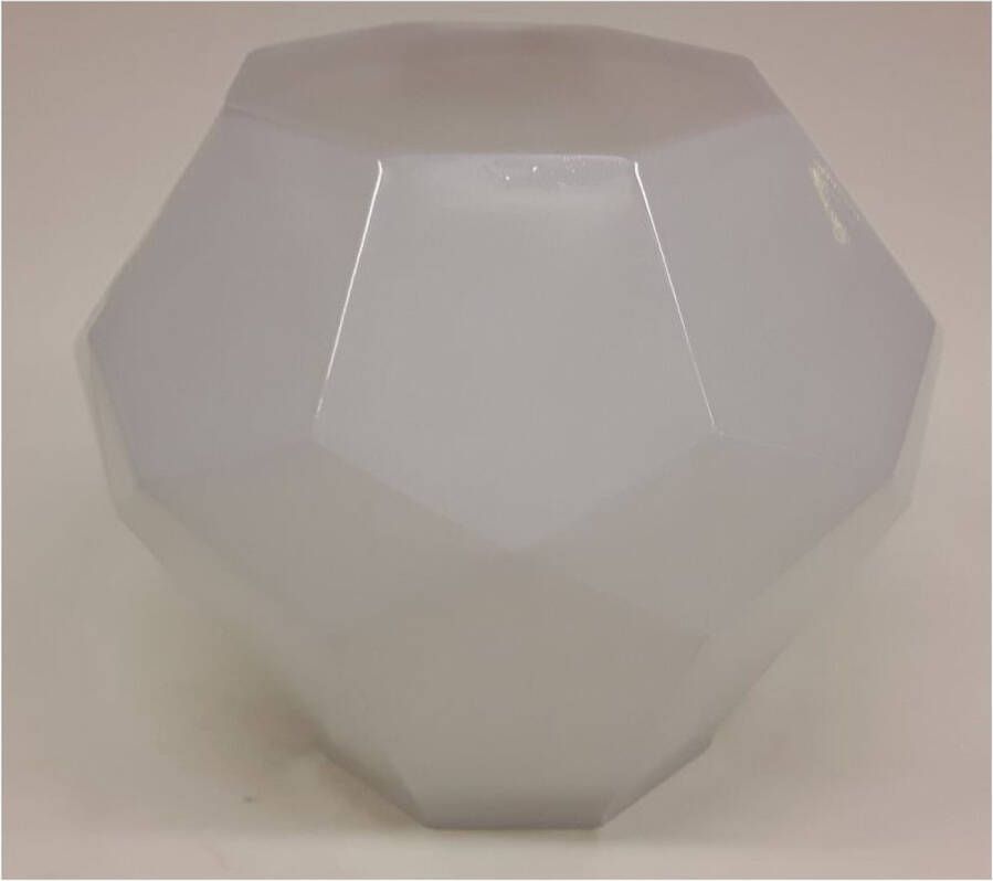 Hakbijl Glass Elegante melkwitte glazen vaas met vlakverdeling Hakbijl Collectie