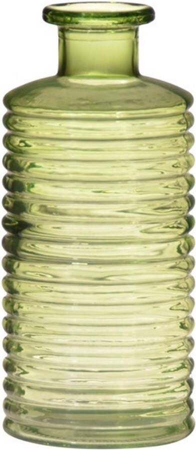 Hakbijl Glass Glazen stijlvolle bloemenvaas vazen transparant groen met diameter 14.5 cm en hoogte 31 cm Bloemen kunstbloemen boeketten