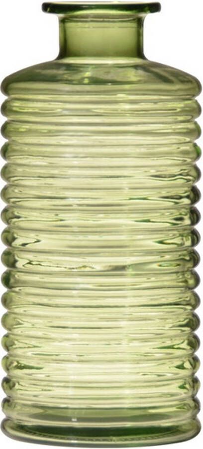Hakbijl Glass Glazen stijlvolle bloemenvaas vazen transparant groen met diameter 9.5 cm en hoogte 21.5 cm Bloemen kunstbloemen boeketten