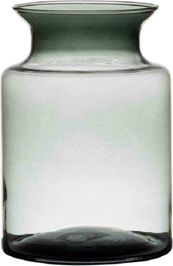Hakbijl Glass Grijze transparante stijlvolle melkbus vaas vazen van glas 20 cm Bloemen boeketten vaas voor binnen gebruik