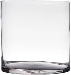Hakbijl Glass Transparante Home-basics Cylinder Vorm Vaas vazen Van Glas 19 X 19 Cm Vazen